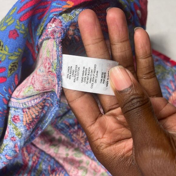 House of Harlow 1960 Midi Dress Floral Tiered V-Neck Tropical Boho Side Zip M - Picture 7 of 9